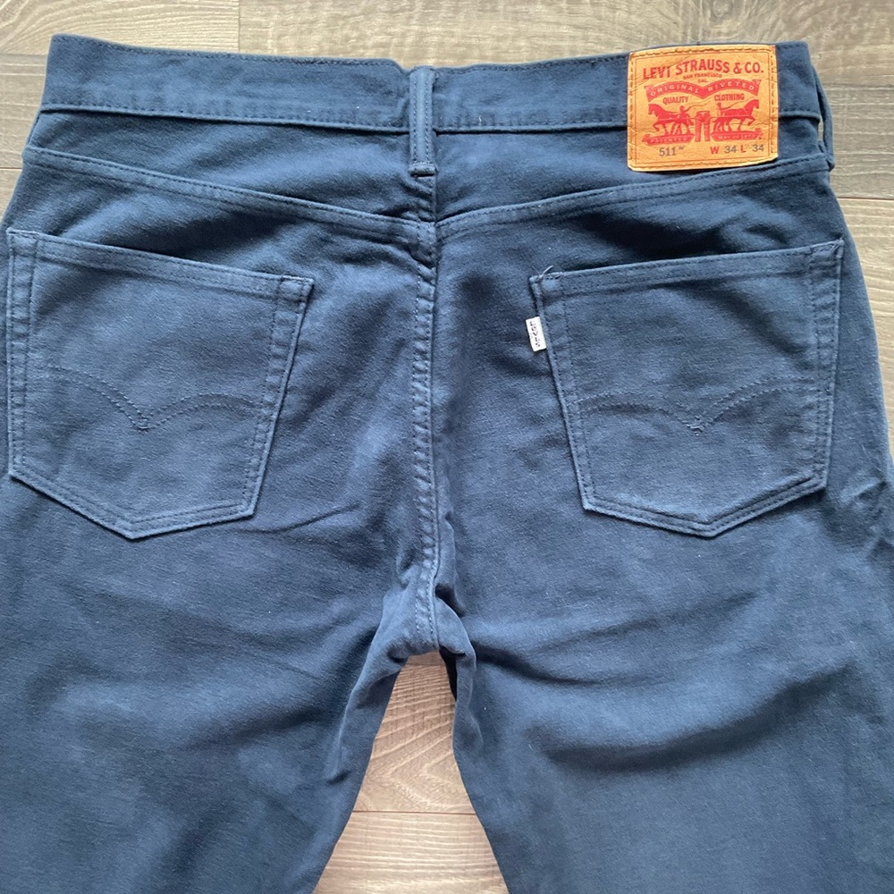 34x34 Levi’s 511 Slim Pants Men’s Blue Soft Brushed Twill White Tab 045111769 - Picture 12 of 15